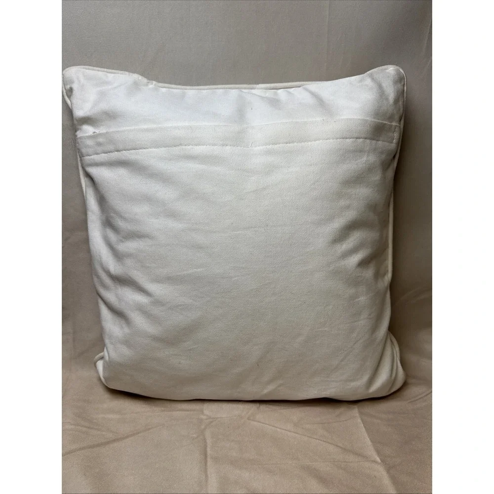 Neutral Embroidered Coastal Shell‎ Coral Pillow VGUC White Duck Feather Fill